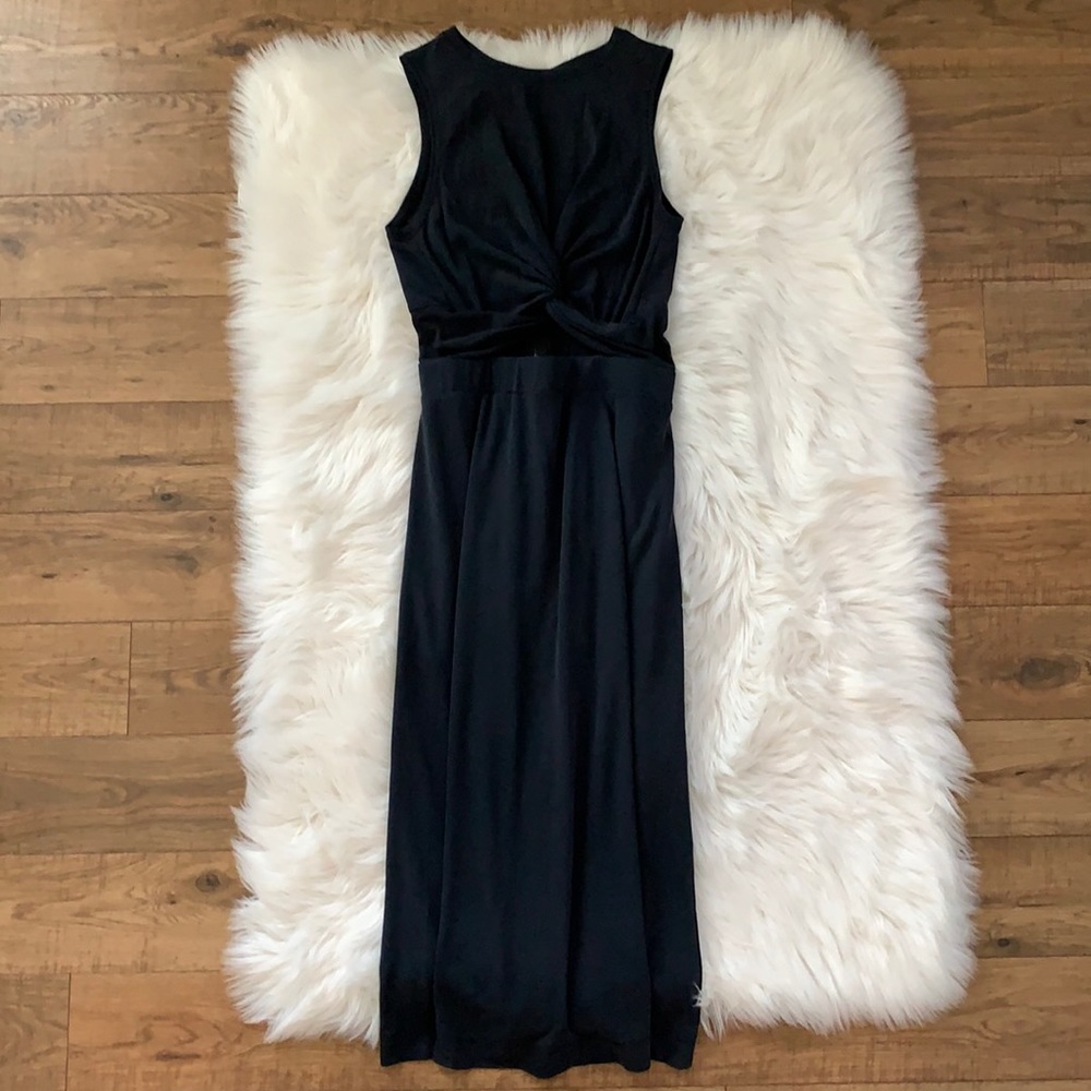 A.Brand Brazil Brand Dark Blue Sleeveless Midi Dress Cut Out Front Women 38 US 6